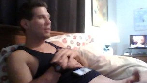 young muscular big cock 9in jackin off with a little help