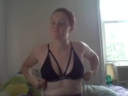 Baby girl masturbates and comes a lot to videos of daddy jerking off