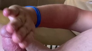 Jerking Off with His Cum, he saw me in the window and sat on my cock