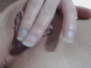 Up-close view of a creamy pussy cumming from a vibrator 2/16