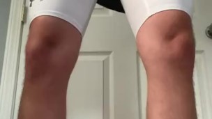 Football player runs his dick through compression shorts pt. 1