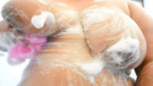 Big Soft and Natural Breasts Being Washed
