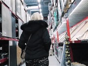 big butt MILF in miniskirt and pantyhose in diy store 1/16