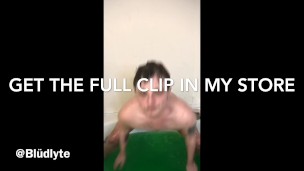 Trans man jerks off in tub full of green slime TEASER. Full clip in store