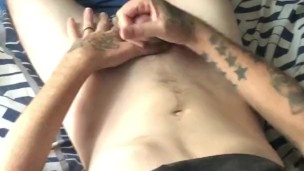 Gay guy films straight friend masturbating.