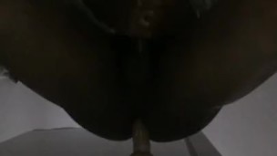 Black soldier rides dildo and fucks fleshlight