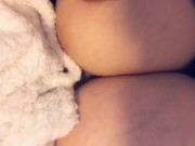 Playing with my soft titties on my work break (: 10/16