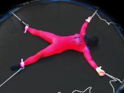 Spider woman cosplay self bondage