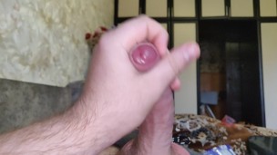 A lot of grease on my dick. Loud moaning and cumming on my belly