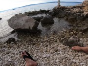 Teen nudista si fa riempire di sbotta in pubblico in spiaggia - vera sbrodolata 6/16