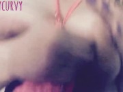 Blonde Carlycurvy striptease in pink sequin bikini 12/16