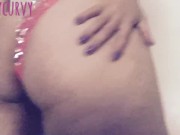 Blonde Carlycurvy striptease in pink sequin bikini 4/16