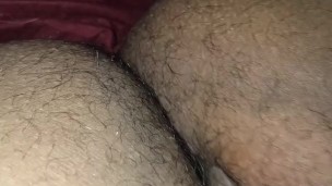 Hairy Ftm trans guy fucks pussy with dildo
