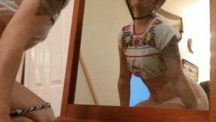 Fucking myself in front of mirror