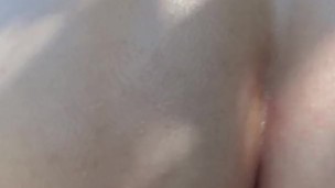 Naked locked up slave at a nude beach, humiliated and degraded