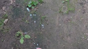 Teen boy cumming near an abandoned building