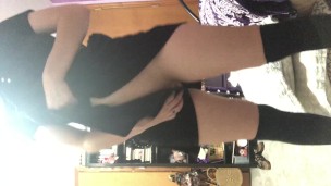Goth girl strip teases you and shows tight pussy