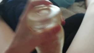 Close up of teen cumming