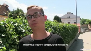  CZECH HUNTER 448 - Twink With Trendy Glasses Gets His Balls Played With