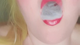 Cute bbw smokes and giggles with you and her big soft belly and tits! :)