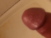 Husband cumshot across shower