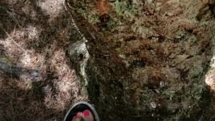 Girl Public Standing Piss On Tree