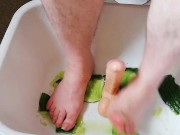 Fun with cucumber and dildo