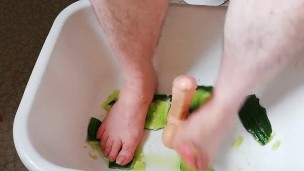 Fun with cucumber and dildo