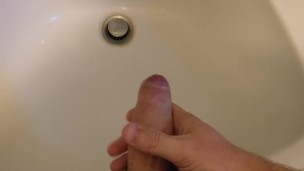 Horny boy wanking precum + cum