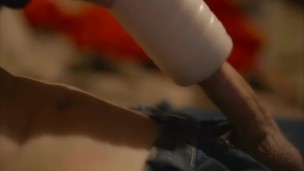 SLOW MOTION FLESHLIGHT HANDJOB AND CUMSHOT. MALE FLESHLIGHT TOY CLOSE UP