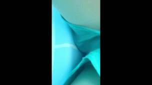 Pulling cock of swimtrunks in the public pool ( cock and feet underwater )