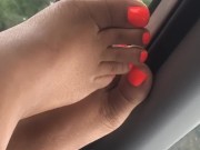 Amateur Plays With Feet In Car My Feet Smell So Good And Feel So Soft