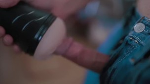FUCKING A FLESHLIGHT AND CUM SLOW MOTION. TOY HANDJOB