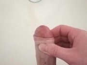 Slow wank with gentle grip right up to and during cumshot