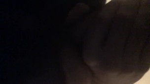 Moaning while taking a thick dildo