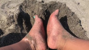 Tan Japanese Feet in the Sand 4k