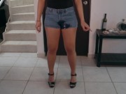 Natalia Pisses/Pees in her shorts and squeezes them dry