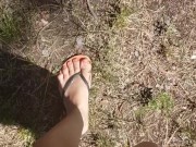 Short Girl Pisses On Tree In Public Park