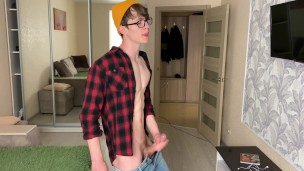 Str8 Hung Hipster Cum on Daddy Face /Big Dick (23cm) /Uncut /Big Load /Young