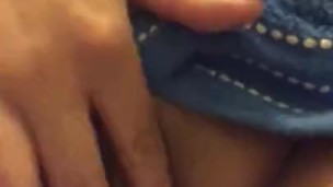 Teen plays with her pussy after shower
