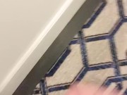 Shooting Cum in hotel hallway listening to couple fuck