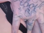 Fingering myself and running my pierced clit