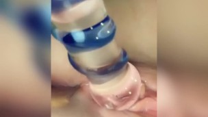 Teasing my asshole with a glass dildo