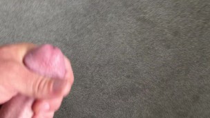Unloading warm blasts of milky cum after a long edging session