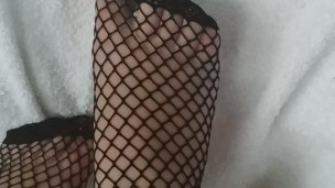 Chubby fat BBW tiny feet in sexy black tights