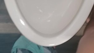 Messy. Girl Standing Piss In Public Bathroom