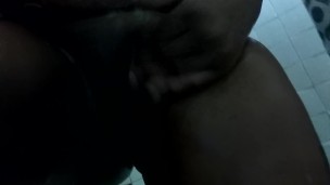 Ebony plays with soapy pussy