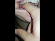 girl biting hard finger 7/16