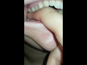 girl biting hard finger 8/16