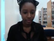 Ebony Teen Gets Naked and Plays In College Library